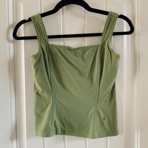 Moonstone Sage Green Corset Style Stretchy Square Neck Fitted Tank Top | Medium